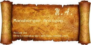 Mansberger Antigon névjegykártya